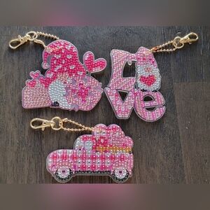 Handcrafted Pink and White Keychain/Purse Tag Set 3/$15